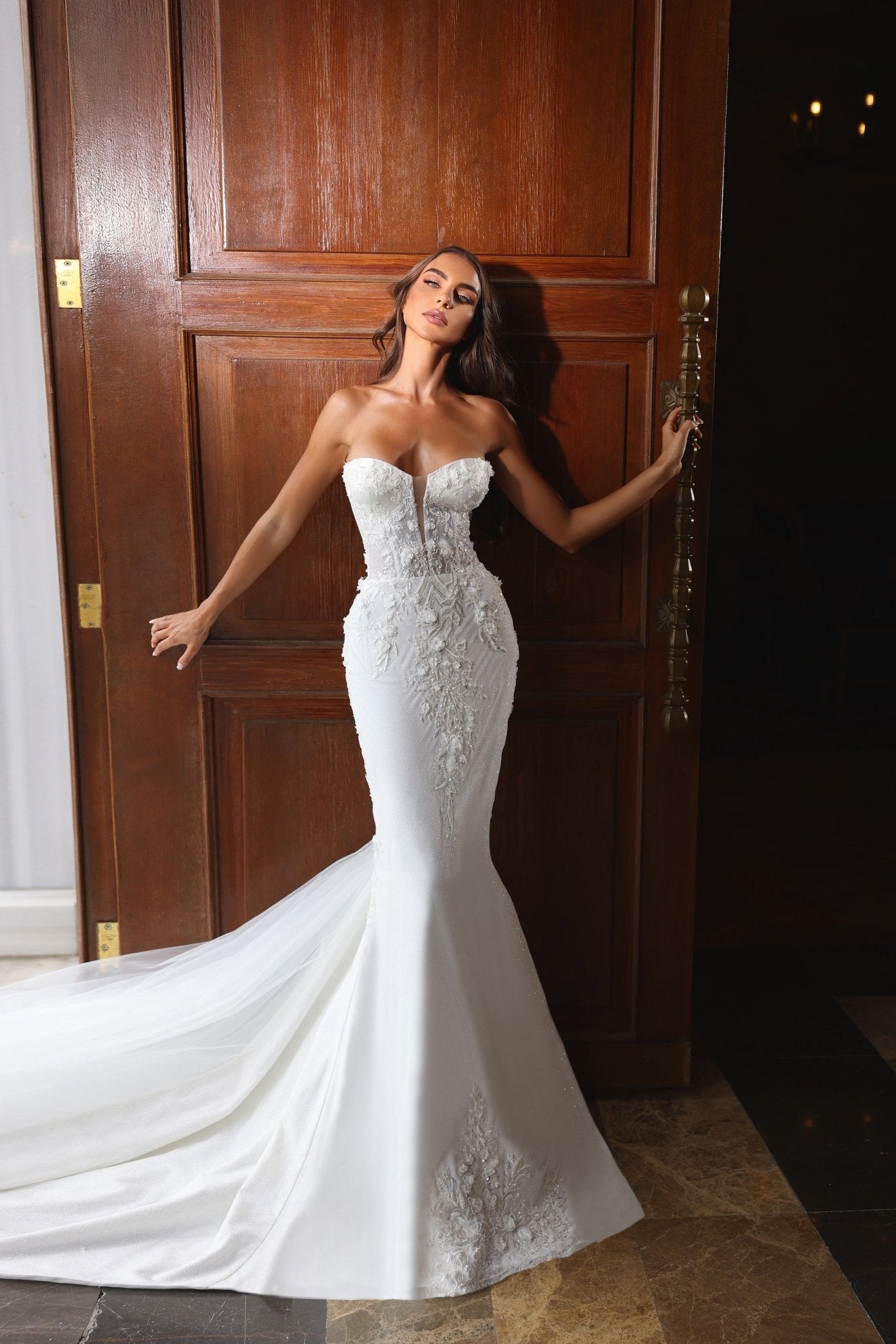 Elegant Strapless Sweetheart Mermaid Wedding Dress Plus Size