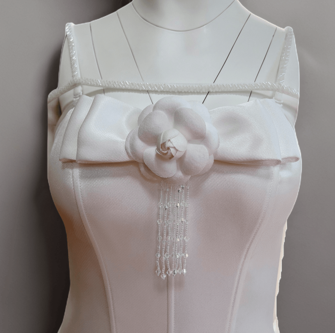 Elegant White Strapless Short Wedding Party Dress - Tulle and Satin Corset Tiered Dress Plus Size - WonderlandByLilian