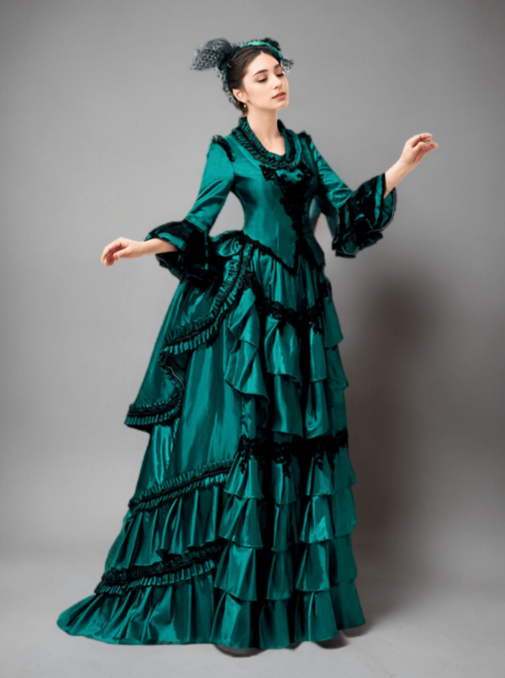 Baroque Splendor Green Midi Dress Baroque Splendor Green Midi Dress