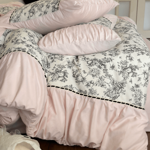 French Vintage Floral Pink Bedding Set - WonderlandByLilian