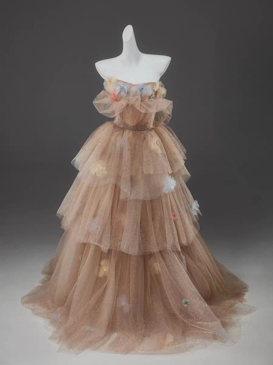 champagne tiered dress KissProm
