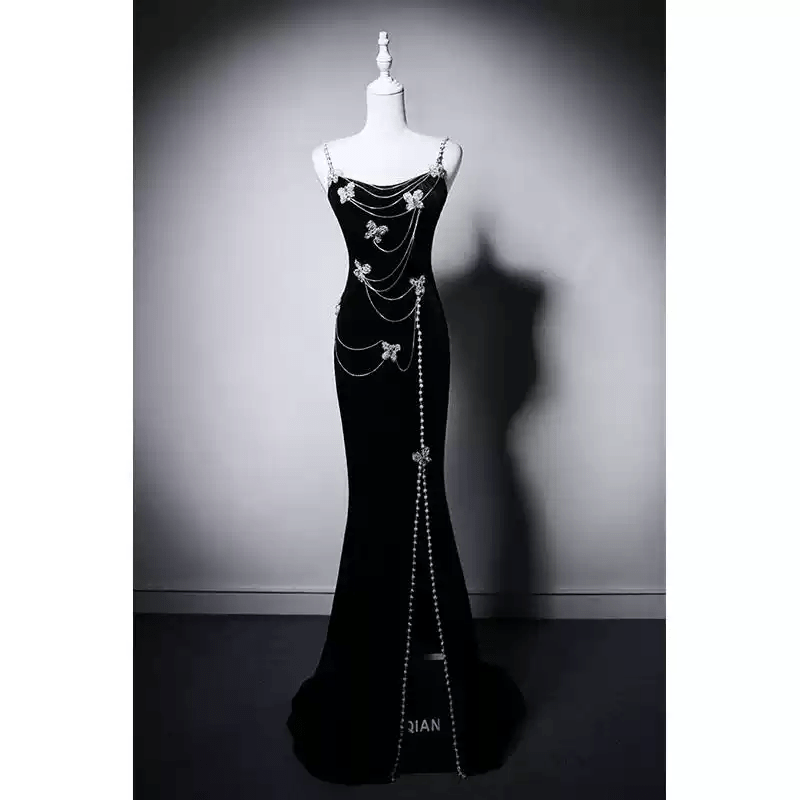 Gothic Black Velvet Evening Dress with Floral Accents - Mermaid Dress Evening Gown with Corset Back - Black Off the Shoulder Evening Dress Plus SIze Gothic Black Velvet Evening Dress with Floral Accents - Mermaid Dress Evening Gown with Corset Back - Black Off the Shoulder Evening Dress Plus SIze