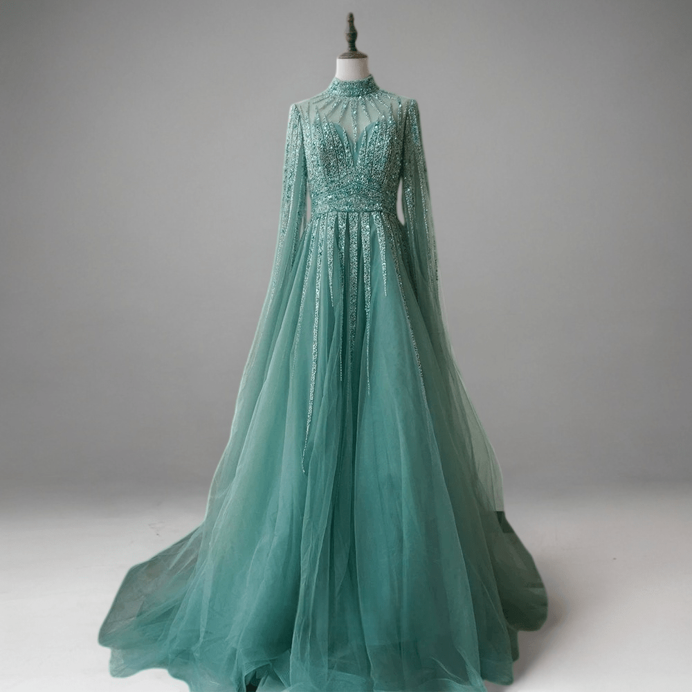 Gothic Green Sequin and Tulle Evening Gown - Pretty Glitter Dress with WonderlandByLilian Gothic Green Sequin and Tulle Evening Gown - Pretty Glitter Dress with WonderlandByLilian