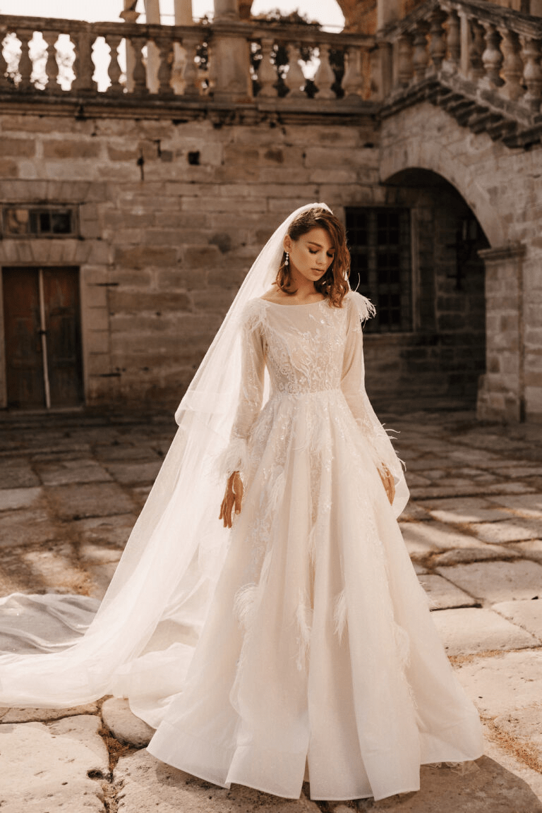 Ivory Bohemian Bridal Dress - Lace Wedding Gown Long Sleeve - Floral Wedding Dress Plus Size - GIOVANNA Size 12 Ivory Bohemian Bridal Dress - Lace Wedding Gown Long Sleeve - Floral Wedding Dress Plus Size - GIOVANNA Size 12