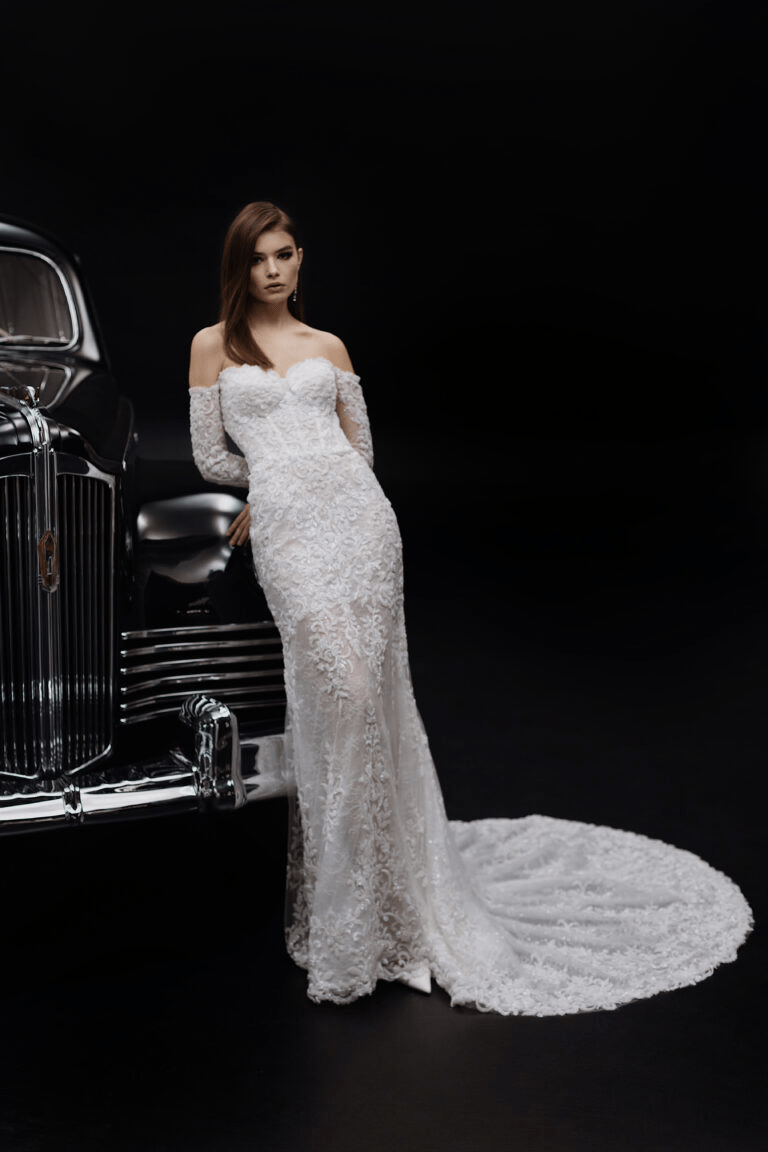 Ivory Off Shoulder Wedding Dress with Lace - Tulle Mermaid Wedding Gown - Corset Bridal Dress Plus Size - STACY Size 12 Ivory Off Shoulder Wedding Dress with Lace - Tulle Mermaid Wedding Gown - Corset Bridal Dress Plus Size - STACY Size 12