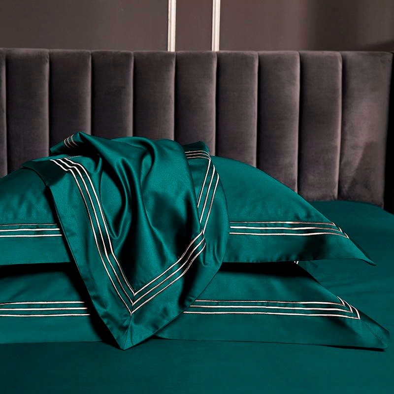 Leila Green Embroidered Edge Egyptian Cotton Bedding Set - WonderlandByLilian