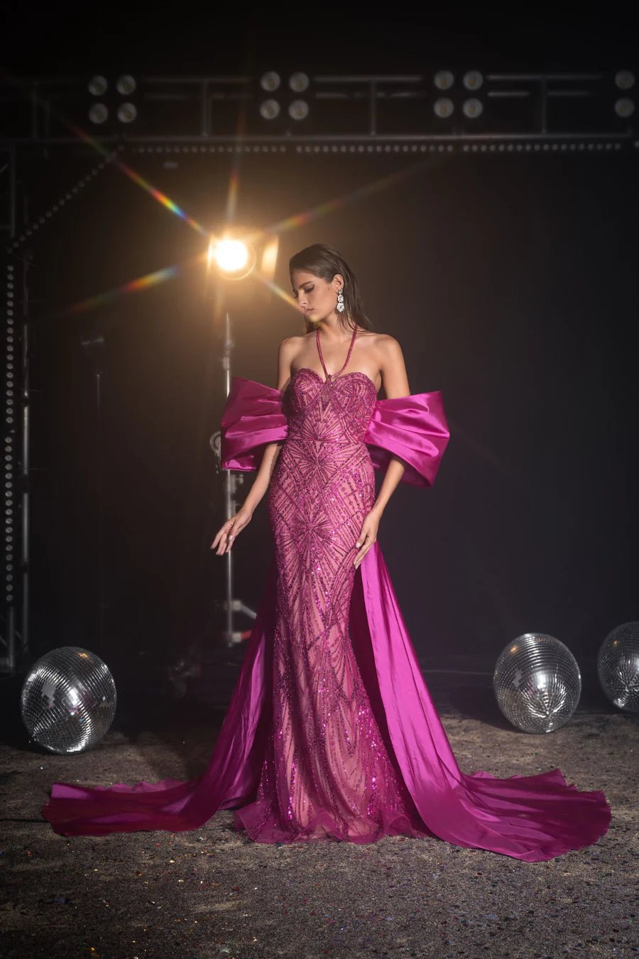 Luxurious Fuchsia Sequin Evening Gown with Statement Bow - Pretty Sequin Dress and Designer Sequin Gown Plus Size Luxurious Fuchsia Sequin Evening Gown with Statement Bow - Pretty Sequin Dress and Designer Sequin Gown Plus Size