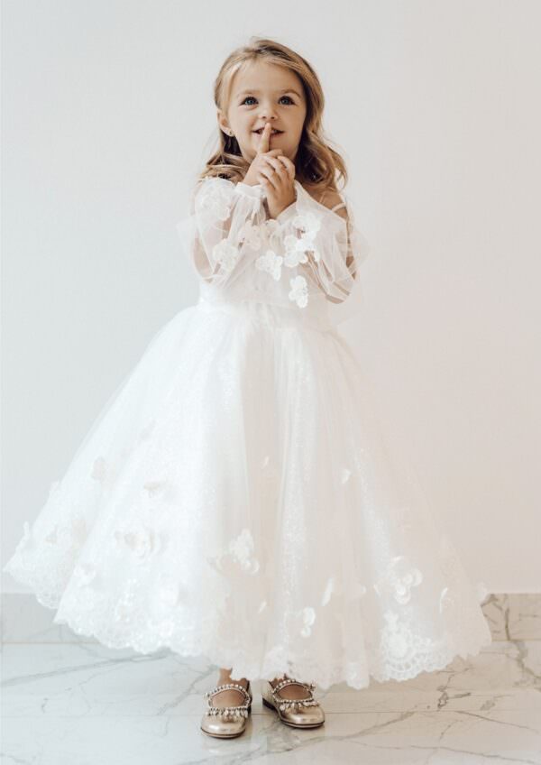 lily lace and tulle dress Milk Tulle Plus Size Toddler Girl’s Dress – Lily Princess Gown with 3D Butterflies and Glitter for Special Occasions 9-10Y