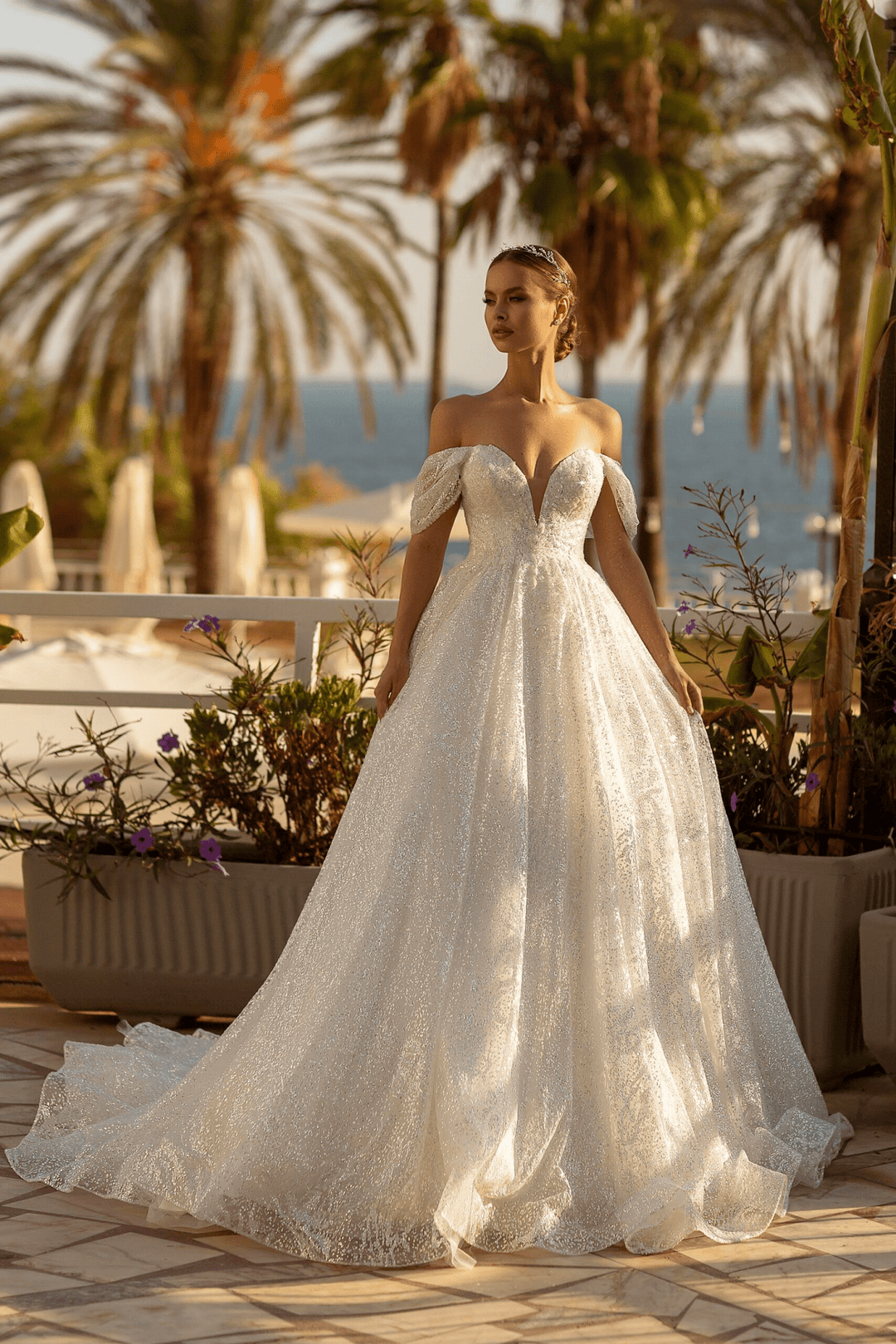 Off Shoulder Wedding Dress - Strapless Sweetheart Neckline Wedding Dress - Lace Corset Back Wedding Dress with Beaded Plus Size - WonderlandByLilian