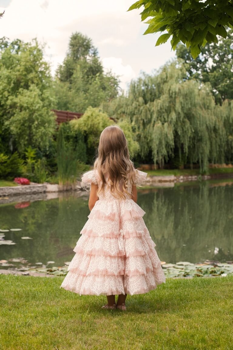 Pink and White Chantilly Lace Plus Size Girls Dress Roselyn A-Line Party Gown with Ruffle Skirt for Special Occasions 3Y Pink and White Chantilly Lace Plus Size Girls Dress Roselyn A-Line Party Gown with Ruffle Skirt for Special Occasions 3Y