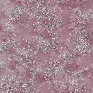 Pink Sequin Beaded Tulle Material Pink Sequin Beaded Tulle Material