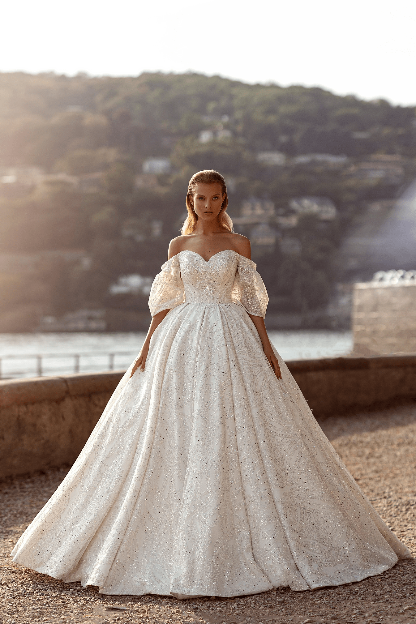 Princess Sparkle Fairytale Wedding Dress - Off Shoulder Wedding Dress with Sleeves - Aline Ball Gown Wedding Dress Plus Size Size 0