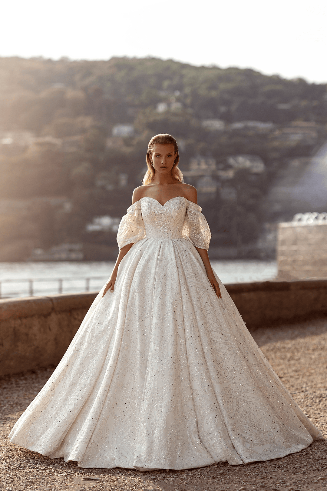 Princess Sparkle Fairytale Wedding Dress - Off Shoulder Wedding Dress with Sleeves - Aline Ball Gown Wedding Dress Plus Size - WonderlandByLilian