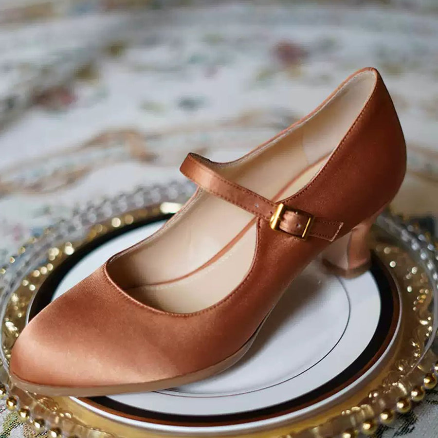 Satin Mary Jane Heels - Vintage Inspired Retro Shoes - WonderlandByLilian
