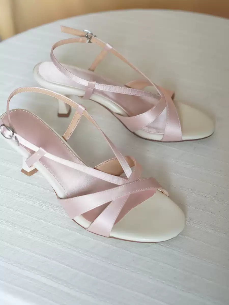 Pale pink mid heels best sale