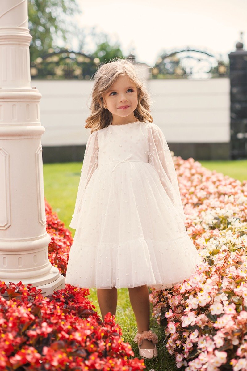Snow White Long Sleeve Plus Size Toddler Girls Dress Elizabeth Tulle Party Gown with Hand-Embroidered Pearls for Special Occasions 9-10Y Snow White Long Sleeve Plus Size Toddler Girls Dress Elizabeth Tulle Party Gown with Hand-Embroidered Pearls for Special Occasions 9-10Y