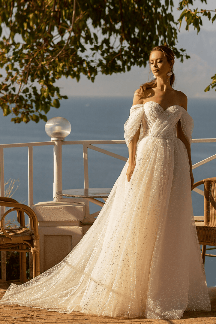 Strapless Sweetheart Neckline Wedding Dress - Off Shoulder Wedding Dress - Lace Bodice Wedding Gown Plus Size - WonderlandByLilian