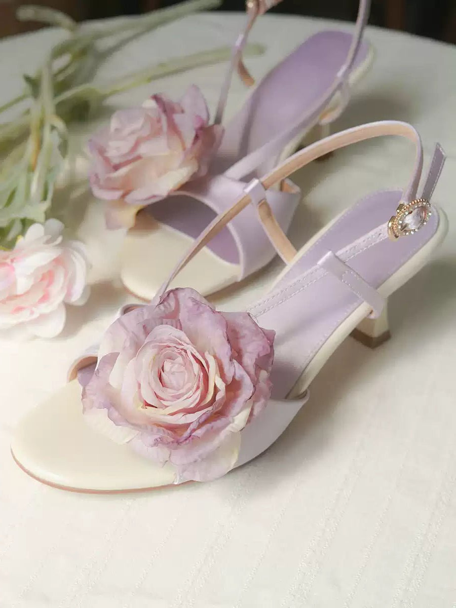 Vintage Inspired Floral Satin Heels - Regency Era Retro Shoes - WonderlandByLilian