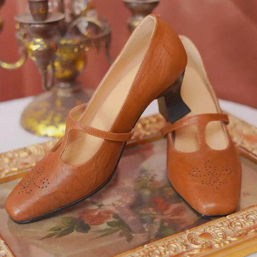 Vintage - Inspired Mary Jane Leather Heels - WonderlandByLilian