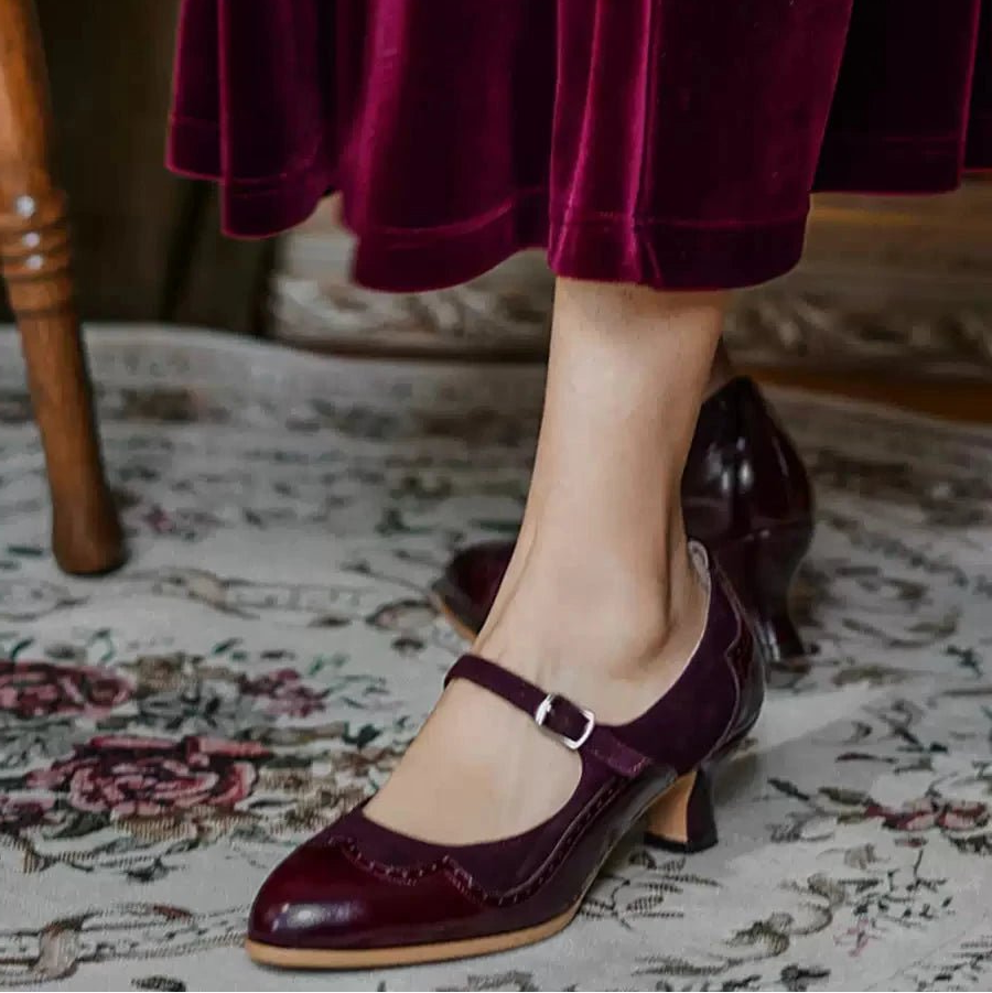 Vintage Leather Mary Jane Heels - 1930s Inspired Retro Shoes - WonderlandByLilian