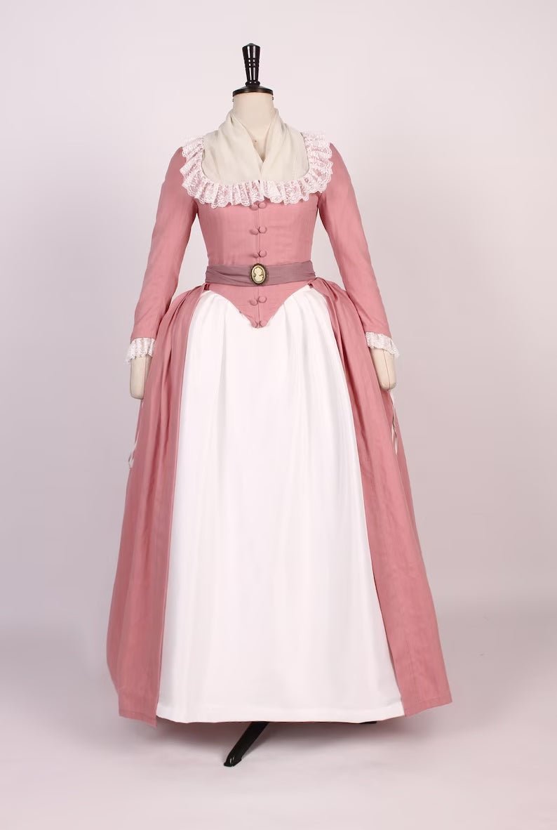 Vintage Rose Pink and Cream Rococo Ball Gown with Ruffled Lace – Romantic Victorian Elegance Plus Size - WonderlandByLilian