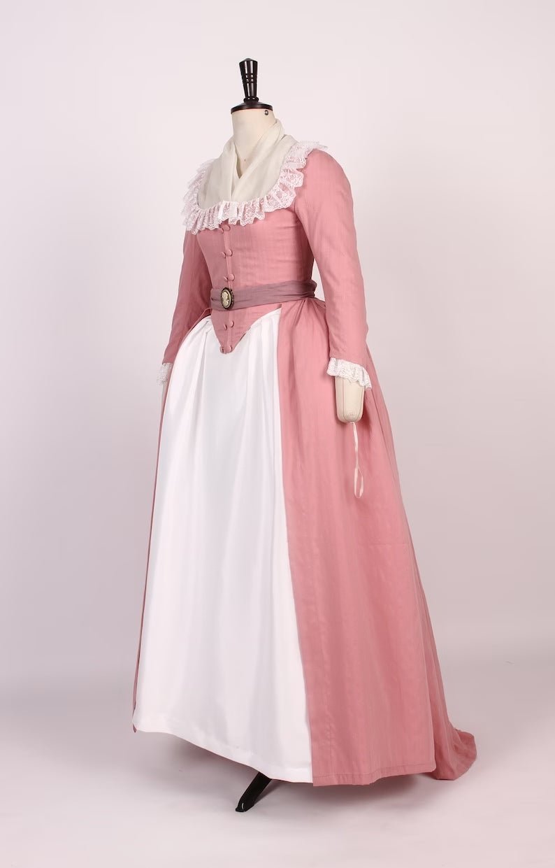 Vintage Rose Pink and Cream Rococo Ball Gown with Ruffled Lace – Romantic Victorian Elegance Plus Size - WonderlandByLilian