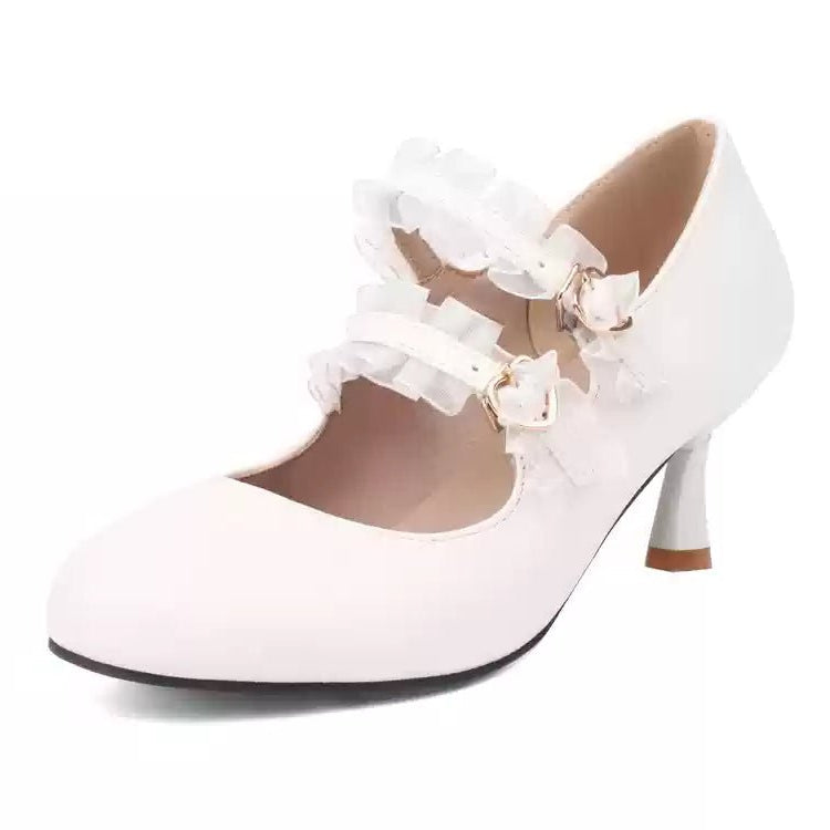 Vintage Velvet Mary Jane Heels with Pearl Strap and Bow - Regency Era Inspired Shoes - WonderlandByLilian