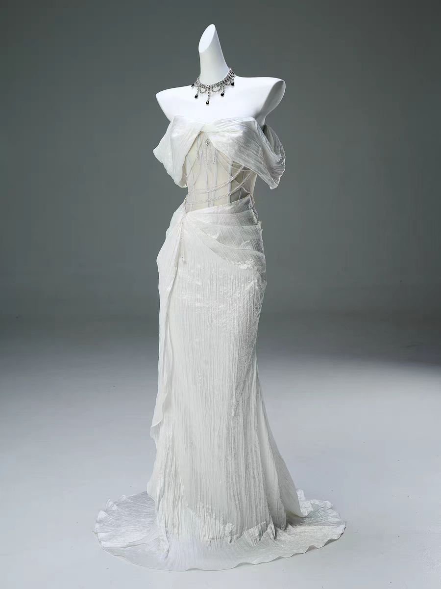 Silver Plus Size Bling Bling Halter Mermaid Evening Gown JTE064 main image 1