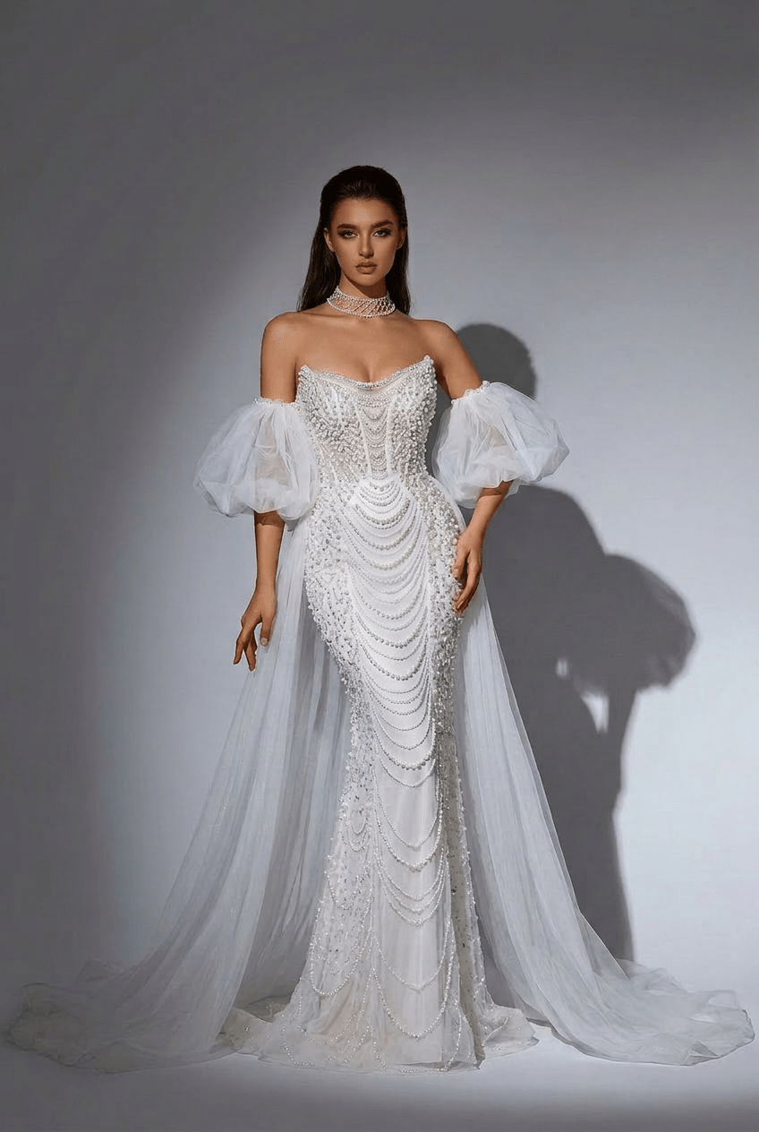 white sparkle prom dress Pearl V Neck Sparkly Dresses A Line Formal Ball Gown Party Dress ARD2932 Sequin Lace 3 White Prom Dresses 2026 -