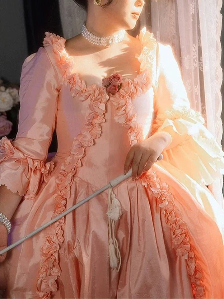 Antique Pink Satin Tea Dress - Ball Gown - Vintage Pink Wedding Dress - WonderlandByLilian