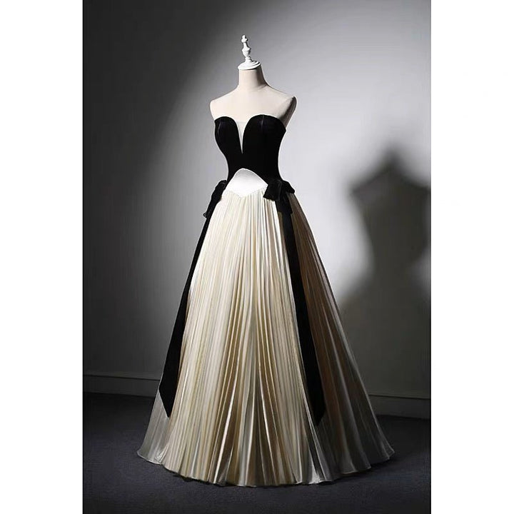 Black And White Gothic Velvet Formal Dress - Plus Size - WonderlandByLilian