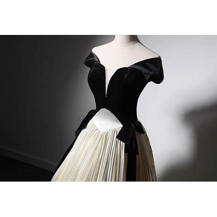 Black And White Gothic Velvet Formal Dress - Plus Size - WonderlandByLilian