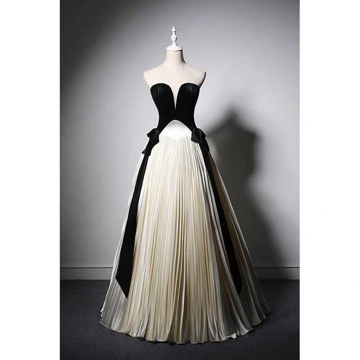 Black And White Gothic Velvet Formal Dress - Plus Size - WonderlandByLilian