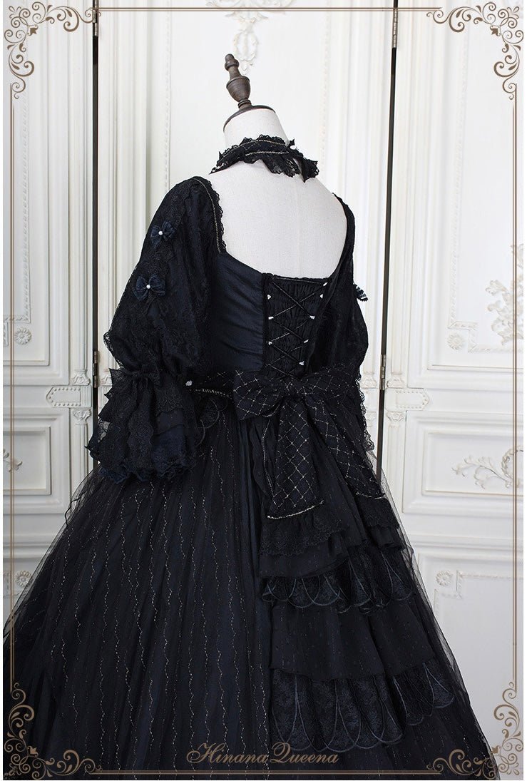 Black Gothic Lolita Lace Wedding Dress With Corset Plus Size - WonderlandByLilian