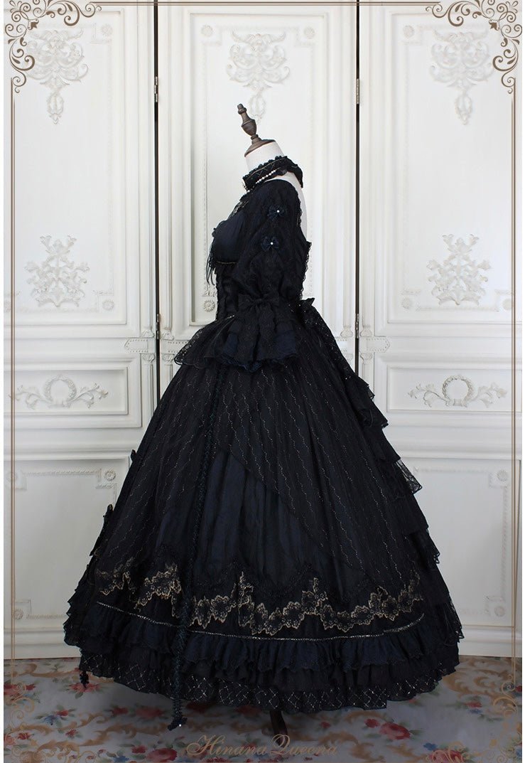 Black Gothic Lolita Lace Wedding Dress With Corset Plus Size - WonderlandByLilian