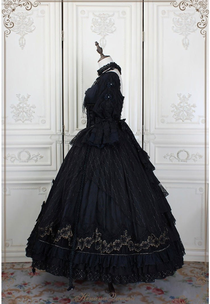 Black Gothic Lolita Lace Wedding Dress With Corset Plus Size - WonderlandByLilian