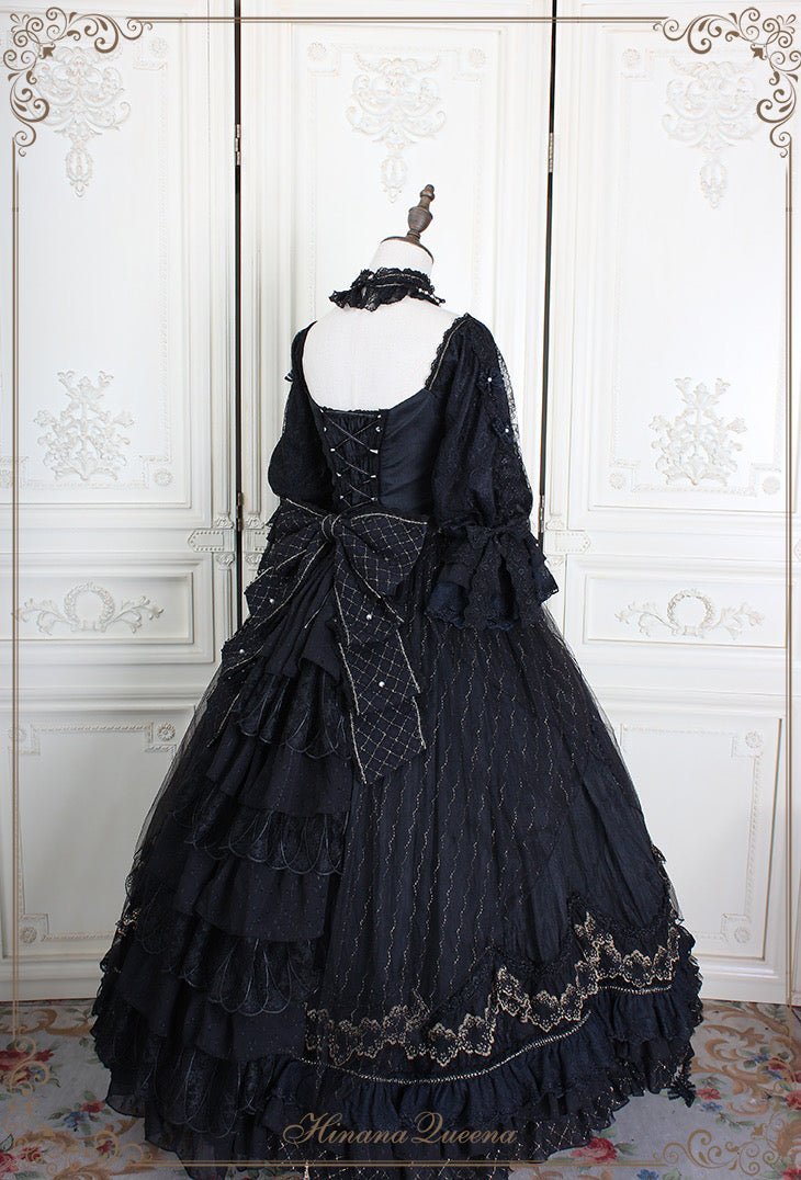 Black Gothic Lolita Lace Wedding Dress With Corset Plus Size - WonderlandByLilian