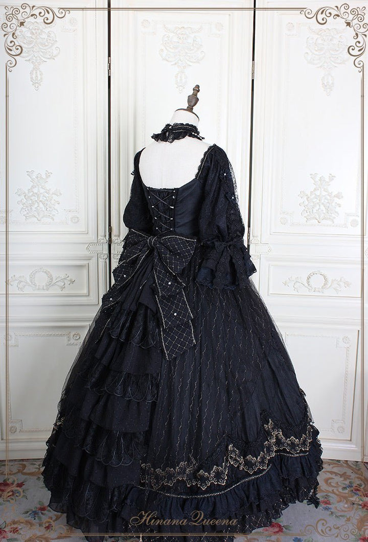 Black Gothic Lolita Lace Wedding Dress With Corset Plus Size - WonderlandByLilian