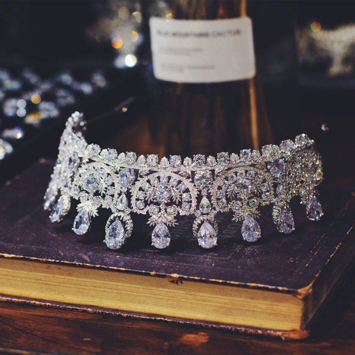 Bridal Tiara Gold And Silver Crown Vintage With Sparkling Rhinestones - WonderlandByLilian