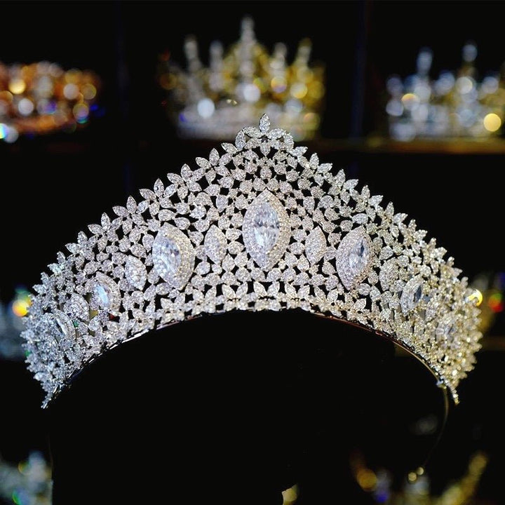 Bridal Tiara Silver Crown Vintage With Sparkling Zircon - WonderlandByLilian