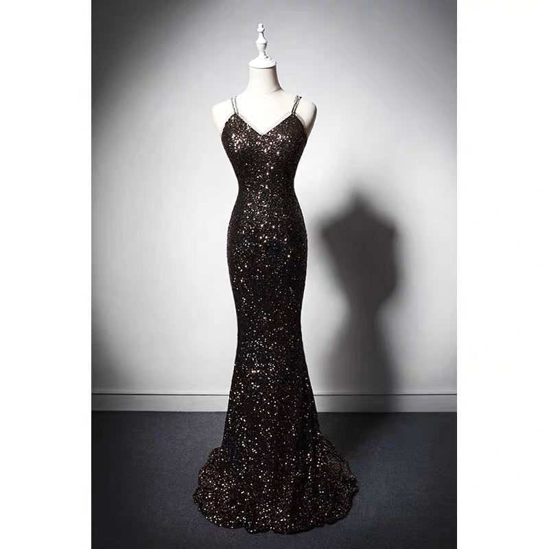 bronze mermaid dress Bronze Mermaid Evening Dress With Sequins