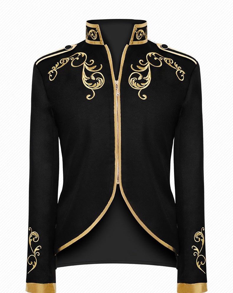 Embroidery Gold Court Gold Embroidery Prince Tuxedo Blazer For Men - Vintage Plus Size - WonderlandByLilian