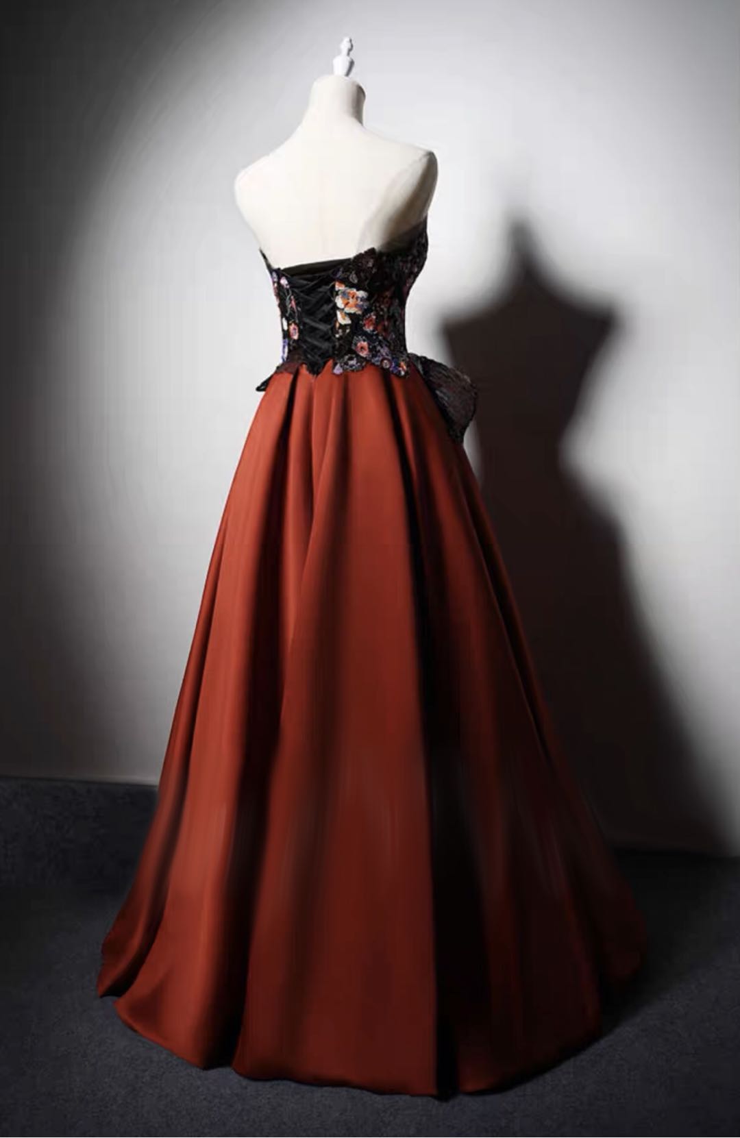 Gothic Black And Red Strapeless Floral Formal Dress - Plus Size - WonderlandByLilian