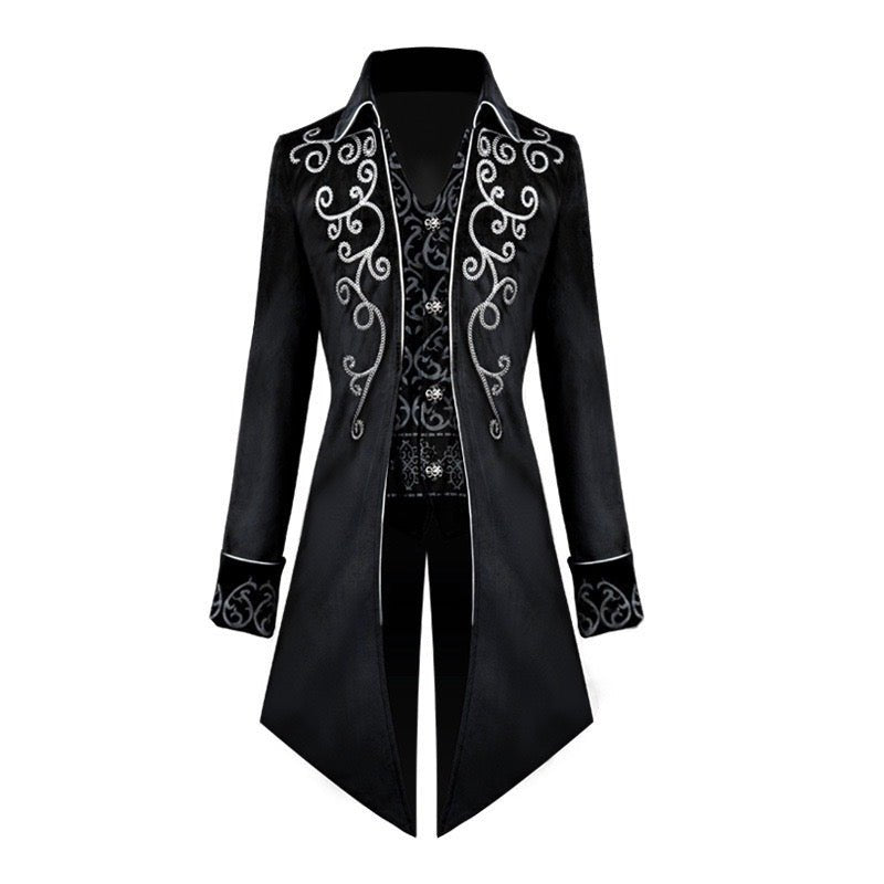 Gothic Tailcoat with Embroidery Velvet Two-piece Jacket for Men - Plus Size - WonderlandByLilian