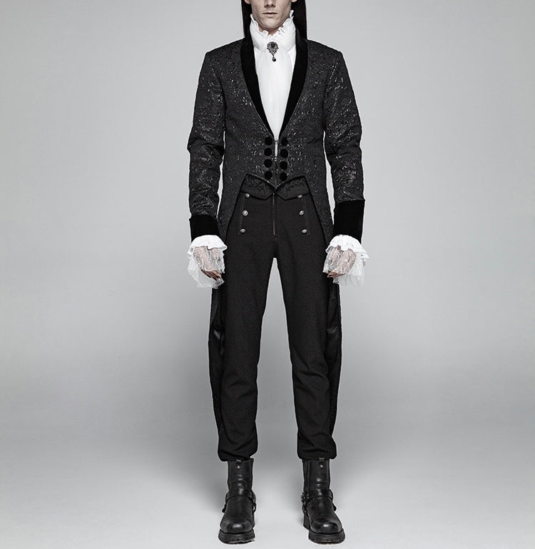 GOTHIC TUXEDO - BRIDGERTON JACQUARD MENS SUIT - REGENCY MEN'S BLACK COAT -VINTAGE INSPIRED MENS COSTUME- PLUS SIZE - WonderlandByLilian