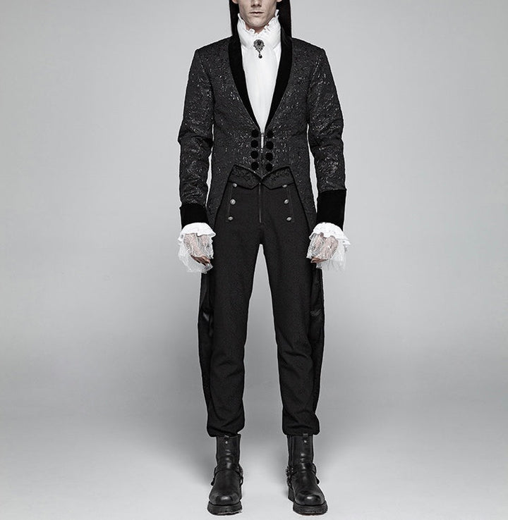 GOTHIC TUXEDO - BRIDGERTON JACQUARD MENS SUIT - REGENCY MEN'S BLACK COAT -VINTAGE INSPIRED MENS COSTUME- PLUS SIZE - WonderlandByLilian