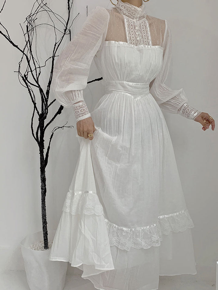 White Lace Wedding Dress - Long Sleeve