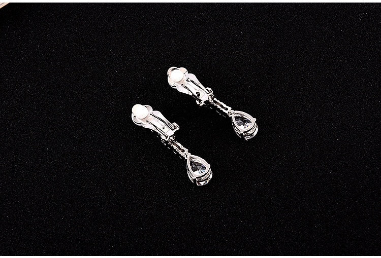 Luxurious Waterdrop Zircon Crystal Necklace Set - Minimalist Bridal Wedding Dress Accessories Jewelry Set - WonderlandByLilian
