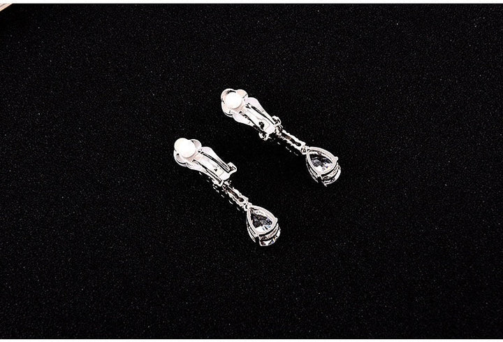 Luxurious Waterdrop Zircon Crystal Necklace Set - Minimalist Bridal Wedding Dress Accessories Jewelry Set - WonderlandByLilian