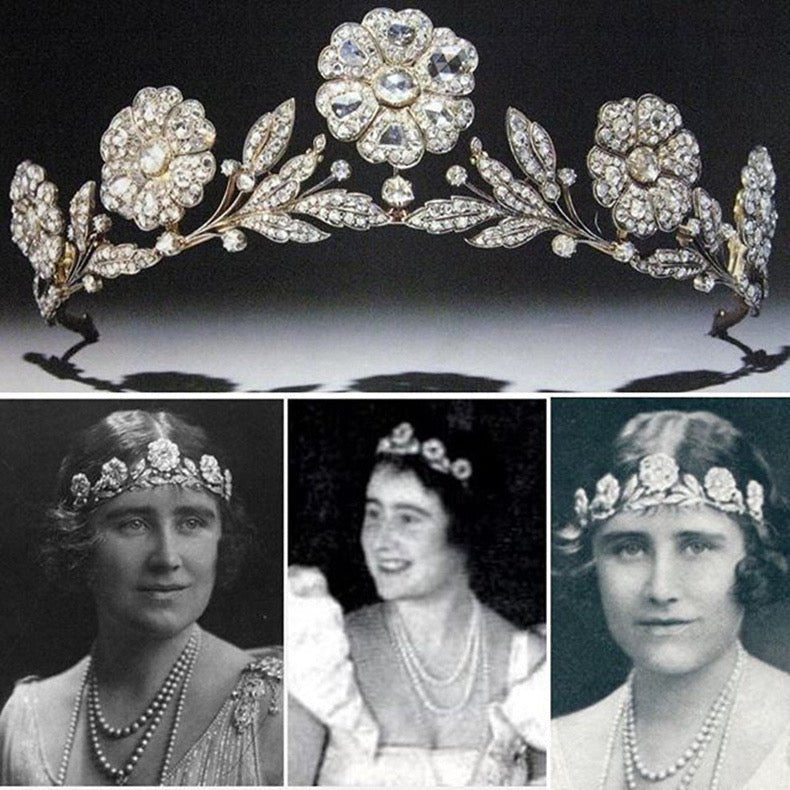 Natural Silver Crown Vintage Crystal Flower Bridal Headpiece - WonderlandByLilian